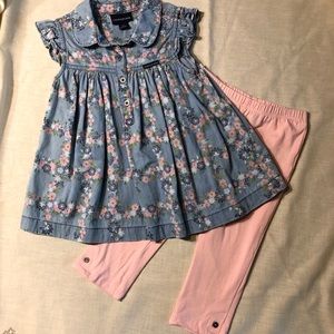 Calvin Klein Floral Denim Top & Capris Leggings